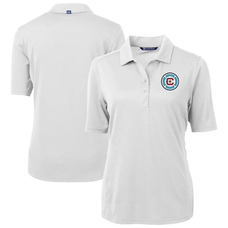 Women's Cutter & Buck White Chicago Fire Virtue Eco Pique Recycled Polo