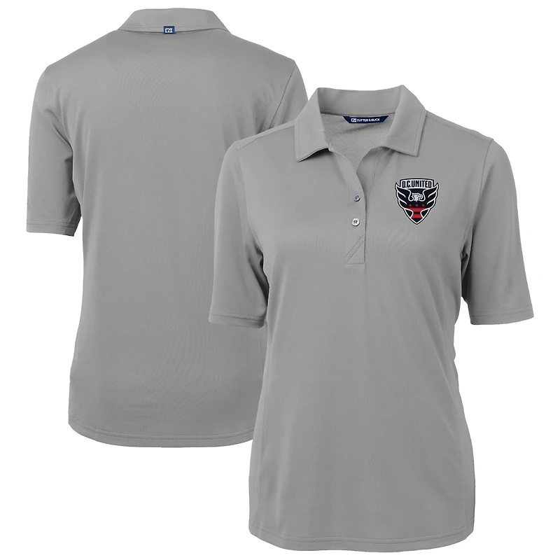 Women's Cutter & Buck  Gray D.C. United Virtue Eco Pique Recycled Polo