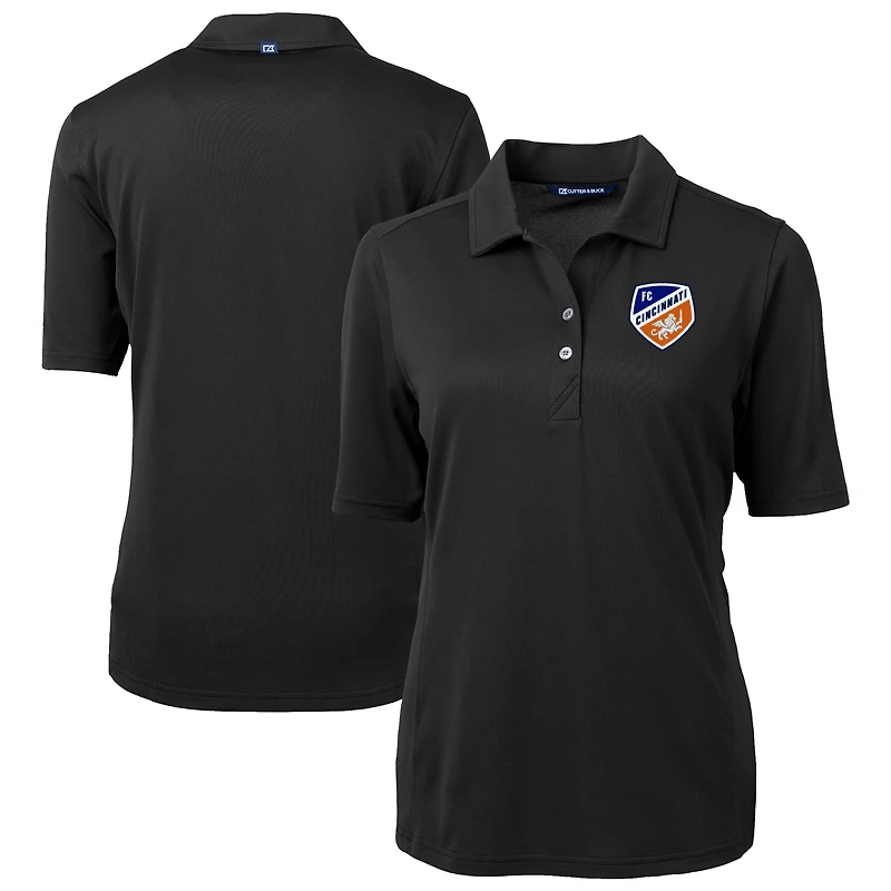 Women's Cutter & Buck  Black FC Cincinnati Virtue Eco Pique Recycled Polo