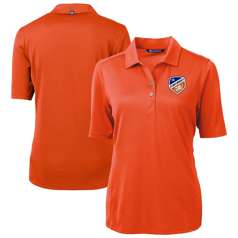 Women's Cutter & Buck Orange FC Cincinnati Virtue Eco Pique Recycled Polo