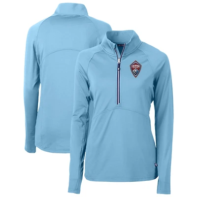 Women's Cutter & Buck  Powder Blue Colorado Rapids Adapt Eco Knit Stretch Recycled Half-Zip Top