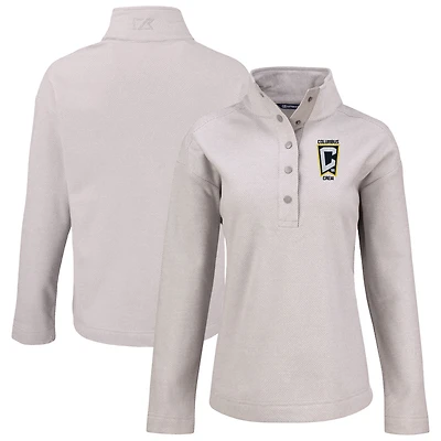 Women's Cutter & Buck  Gray Columbus Crew Hunts Point Eco Textured Fleece Recycled Quarter-Snap Pullover Top