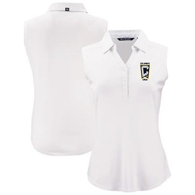 Women's Cutter & Buck  White Columbus Crew Forge Eco Stretch Recycled Sleeveless Polo