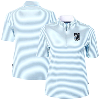 Women's Cutter & Buck  Powder Blue Minnesota United FC Virtue Eco Pique Stripe Recycled Quarter-Zip Top