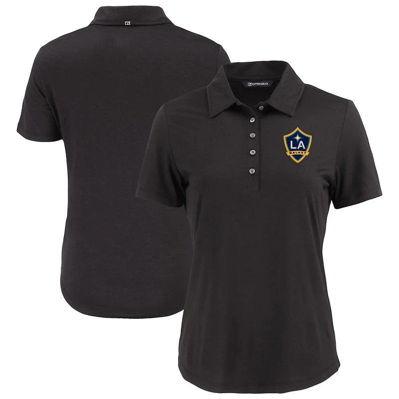 Women's Cutter & Buck  Black LA Galaxy Coastline Epic Comfort Eco Recycled Polo