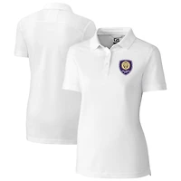 Women's Cutter & Buck  White Orlando City SC Advantage Eco Tri-Blend Pique Polo