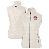 Women's Cutter & Buck  Oatmeal New York Red Bulls Rainier PrimaLoft Eco Insulated Full-Zip Printed Puffer Vest