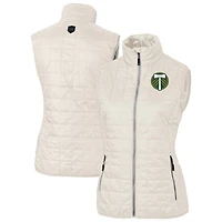 Women's Cutter & Buck  Oatmeal Portland Timbers Rainier PrimaLoft Eco Insulated Full-Zip Printed Puffer Vest