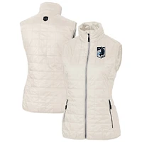 Women's Cutter & Buck  Oatmeal Minnesota United FC Rainier PrimaLoft Eco Insulated Full-Zip Printed Puffer Vest