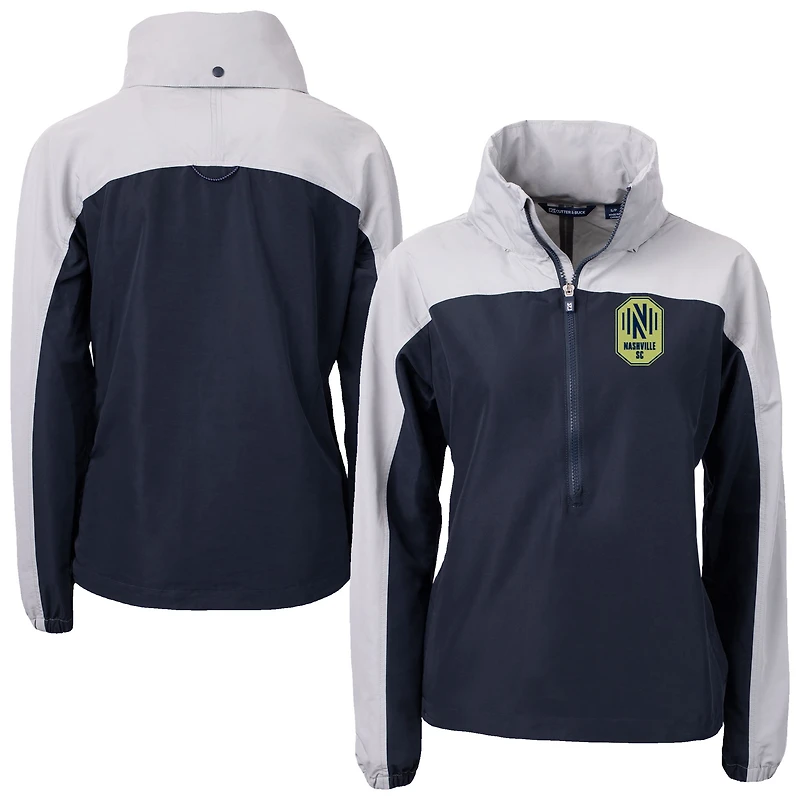 Women's Cutter & Buck  Navy Nashville SC Charter Eco Recycled Full-Zip Anorak Jacket