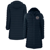 Women's Cutter & Buck  Navy Philadelphia Union Mission Ridge Repreve Eco Insulated Long Full-Zip Puffer Jacket