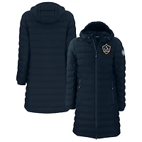 Women's Cutter & Buck  Navy LA Galaxy Mission Ridge Repreve Eco Insulated Long Full-Zip Puffer Jacket