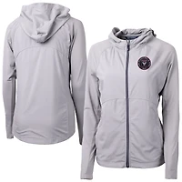 Women's Cutter & Buck  Gray Inter Miami CF Adapt Eco Knit Hybrid Recycled Raglan Full-Zip Jacket