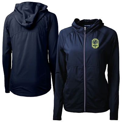 Women's Cutter & Buck  Navy Nashville SC Adapt Eco Knit Hybrid Recycled Raglan Full-Zip Jacket