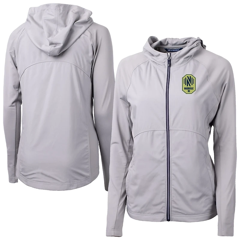 Women's Cutter & Buck  Gray Nashville SC Adapt Eco Knit Hybrid Recycled Raglan Full-Zip Jacket