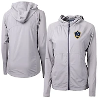 Women's Cutter & Buck  Gray LA Galaxy Adapt Eco Knit Hybrid Recycled Raglan Full-Zip Jacket