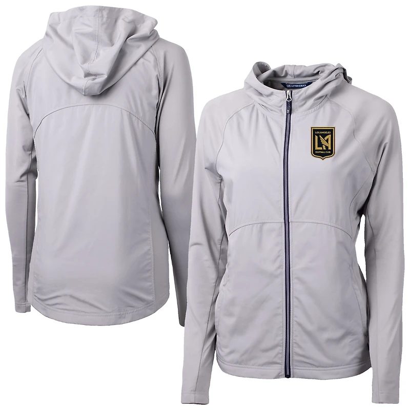 Women's Cutter & Buck  Gray LAFC Adapt Eco Knit Hybrid Recycled Raglan Full-Zip Jacket