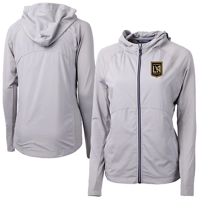 Women's Cutter & Buck  Gray LAFC Adapt Eco Knit Hybrid Recycled Raglan Full-Zip Jacket