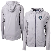 Women's Cutter & Buck  Gray New York City FC Adapt Eco Knit Hybrid Recycled Raglan Full-Zip Jacket
