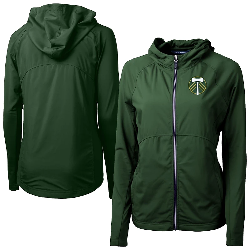 Women's Cutter & Buck  Hunter Green Portland Timbers Adapt Eco Knit Hybrid Recycled Raglan Full-Zip Jacket