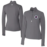 Women's Cutter & Buck  Gray New England Revolution Traverse Stretch Eco Quarter-Zip Top