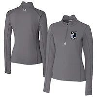 Women's Cutter & Buck  Gray Minnesota United FC Traverse Stretch Eco Quarter-Zip Top