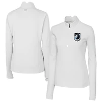 Women's Cutter & Buck  White Minnesota United FC Traverse Stretch Eco Quarter-Zip Top