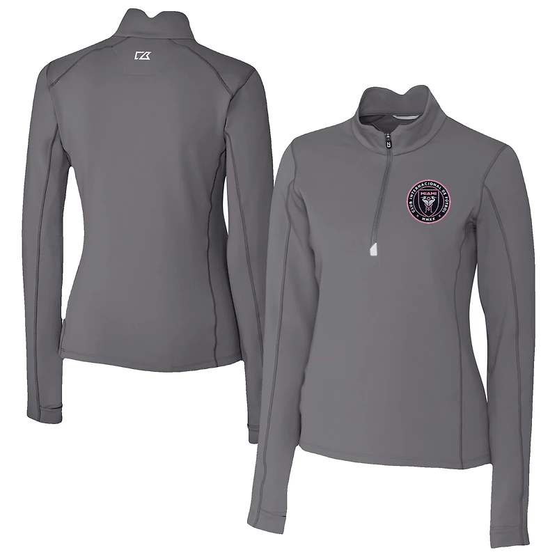 Women's Cutter & Buck Inter Miami CF Traverse Stretch Eco Quarter-Zip Top