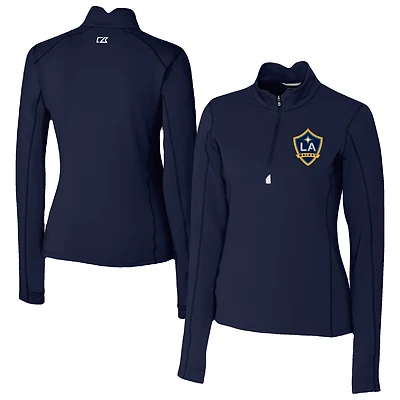 Women's Cutter & Buck  Navy LA Galaxy Traverse Stretch Eco Quarter-Zip Top