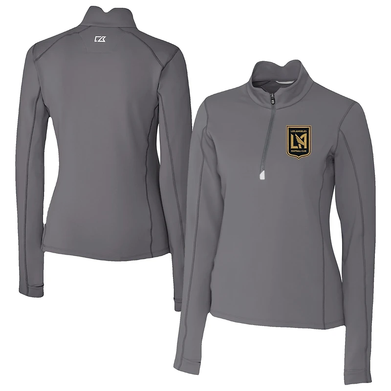 Women's Cutter & Buck  Gray LAFC Traverse Stretch Eco Quarter-Zip Top
