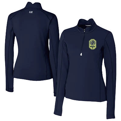 Women's Cutter & Buck  Navy Nashville SC Traverse Stretch Eco Quarter-Zip Top