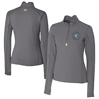 Women's Cutter & Buck  Gray New York City FC Traverse Stretch Eco Quarter-Zip Top