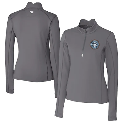 Women's Cutter & Buck  Gray New York City FC Traverse Stretch Eco Quarter-Zip Top