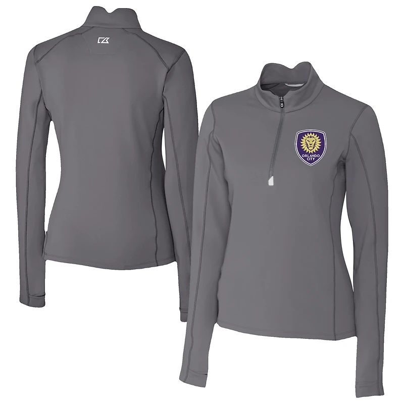Women's Cutter & Buck  Gray Orlando City SC Traverse Stretch Eco Quarter-Zip Top