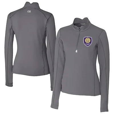Women's Cutter & Buck  Gray Orlando City SC Traverse Stretch Eco Quarter-Zip Top