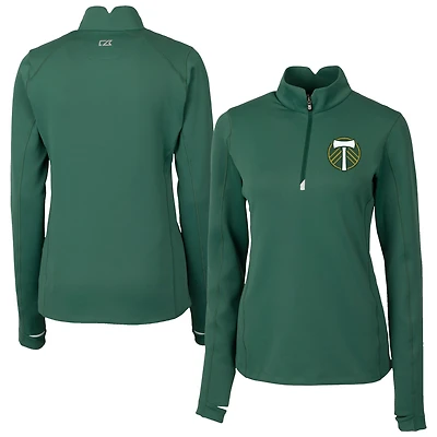 Women's Cutter & Buck  Hunter Green Portland Timbers Traverse Stretch Eco Quarter-Zip Top