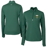 Women's Cutter & Buck  Hunter Green Portland Timbers Traverse Stretch Eco Quarter-Zip Top