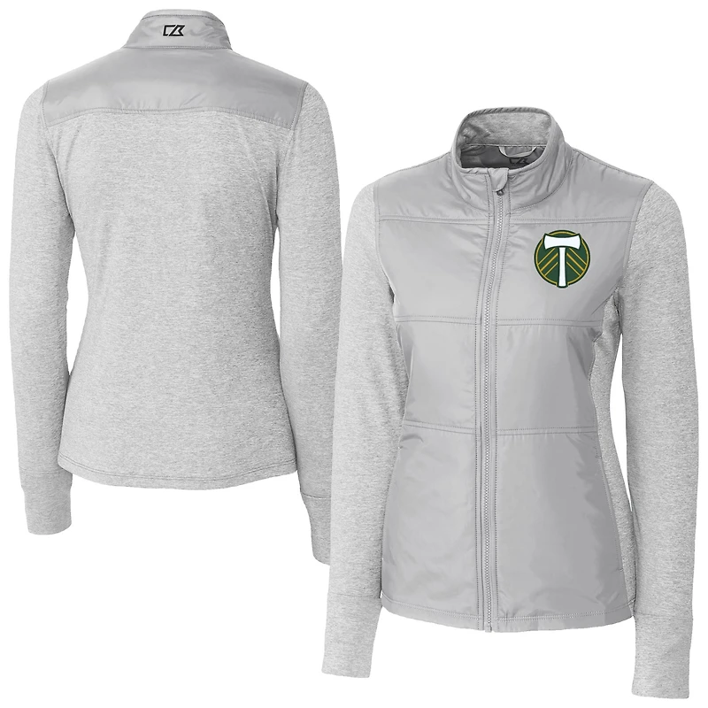 Women's Cutter & Buck  Gray Portland Timbers Stealth Hybrid Quilted Full-Zip Windbreaker Jacket