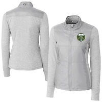 Women's Cutter & Buck  Gray Portland Timbers Stealth Hybrid Quilted Full-Zip Windbreaker Jacket