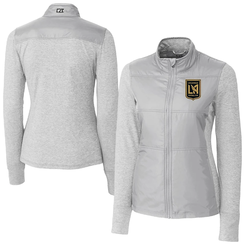 Women's Cutter & Buck Gray LAFC Stealth Hybrid Quilted Full-Zip Windbreaker Jacket