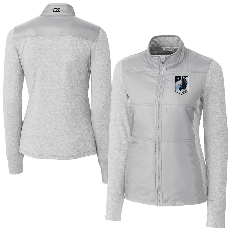 Women's Cutter & Buck Gray Minnesota United FC Stealth Hybrid Quilted Full-Zip Windbreaker Jacket