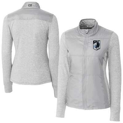 Women's Cutter & Buck  Gray Minnesota United FC Stealth Hybrid Quilted Full-Zip Windbreaker Jacket