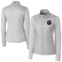 Women's Cutter & Buck  Gray Inter Miami CF Stealth Hybrid Quilted Full-Zip Windbreaker Jacket