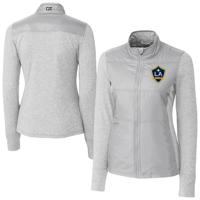 Women's Cutter & Buck  Gray LA Galaxy Stealth Hybrid Quilted Full-Zip Windbreaker Jacket