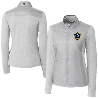 Women's Cutter & Buck  Gray LA Galaxy Stealth Hybrid Quilted Full-Zip Windbreaker Jacket