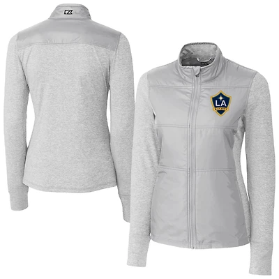 Women's Cutter & Buck Gray LA Galaxy Stealth Hybrid Quilted Full-Zip Windbreaker Jacket