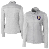 Women's Cutter & Buck  Gray Orlando City SC Stealth Hybrid Quilted Full-Zip Windbreaker Jacket