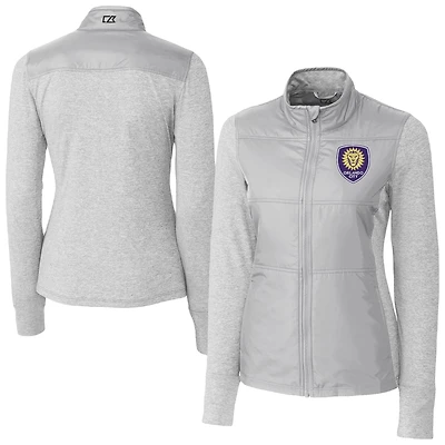 Women's Cutter & Buck Gray Orlando City SC Stealth Hybrid Quilted Full-Zip Windbreaker Jacket