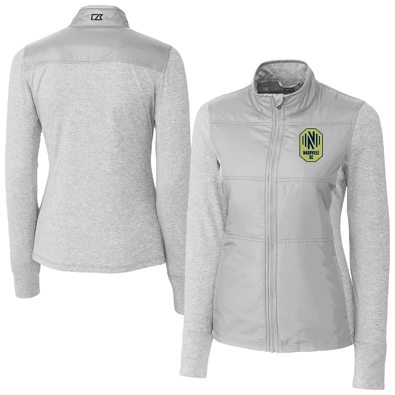 Women's Cutter & Buck Gray Nashville SC Stealth Hybrid Quilted Full-Zip Windbreaker Jacket
