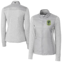 Women's Cutter & Buck  Gray Nashville SC Stealth Hybrid Quilted Full-Zip Windbreaker Jacket